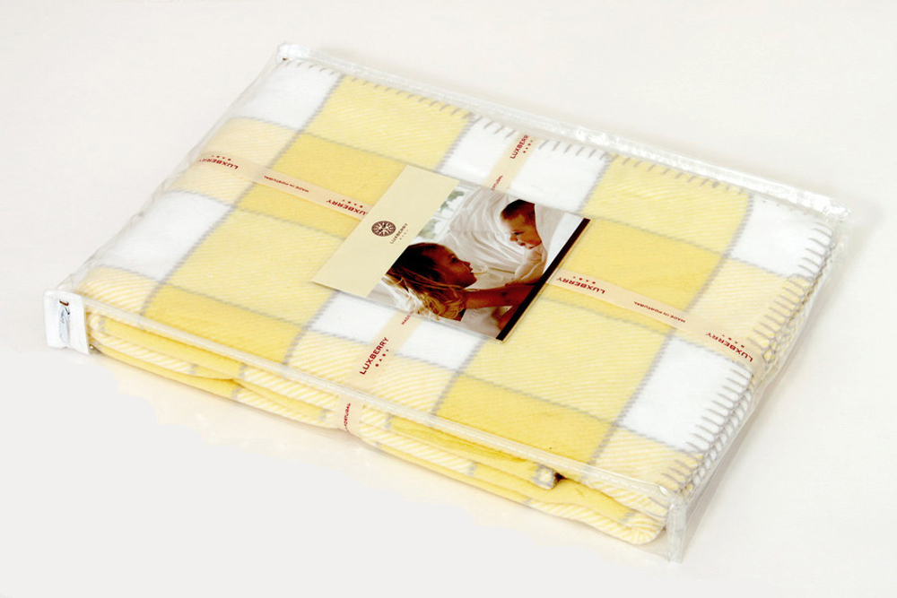 Элитный плед детский хлопковый Vanessa жёлтый от Luxberry упаковка