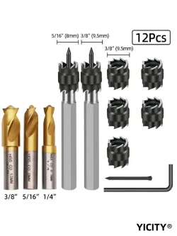 YICITY Сверла для высверливания точечной сварки 1/4" и 5/16" и 3/8"/HSS, инструмент с вращающимся резцом/Набор из 12 предметов.