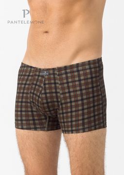 Трусы мужские боксеры Pantelemone PMH-1342, клетка бежевая/оранжевая