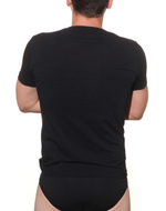 Мужская хлопковая футболка с V-образным вырезом горловины (Размер: L) (Цвет: синий)