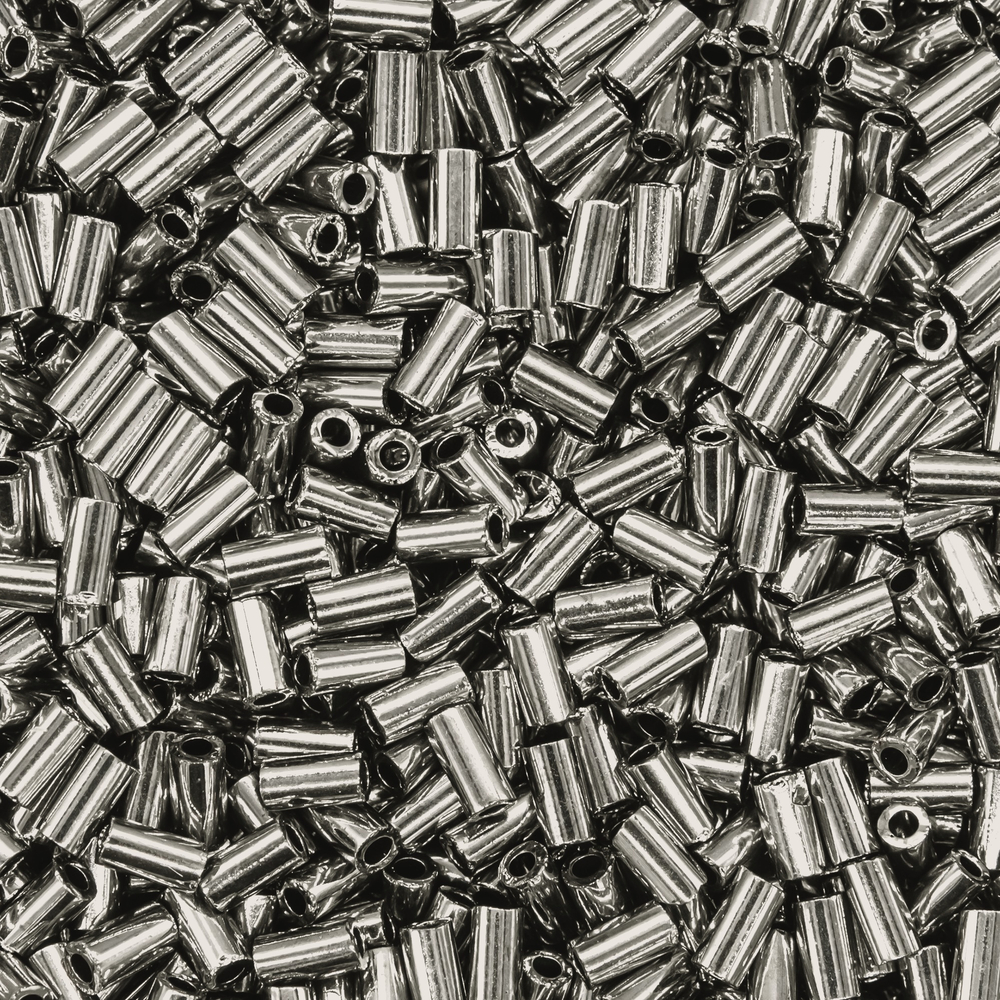 Японский бисер TOHO Bugle (стеклярус) 3mm (№711), металлизированный, непрозрачный глянцевый