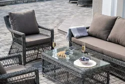 "Гранд Латте" лаунж-зона из искусственного ротанга, цвет графит