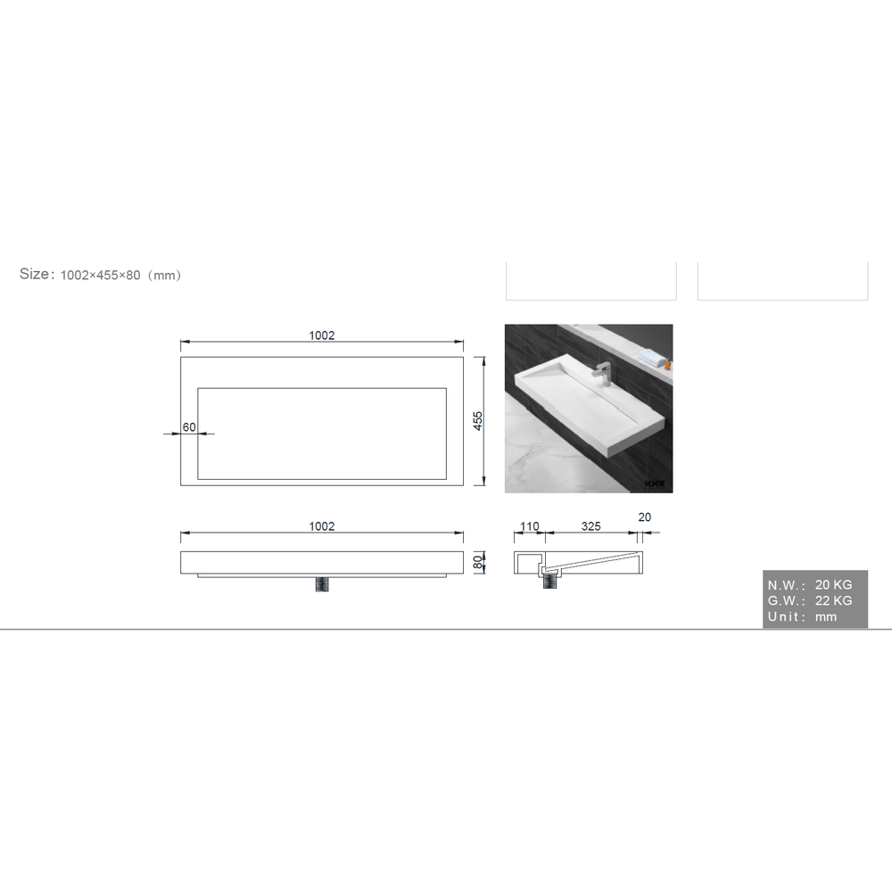 Раковина-моноблок Boheme Flat 100 859-100, Corian белый
