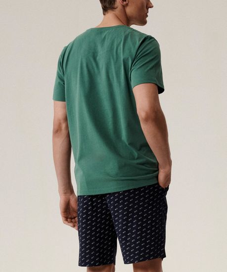 Пижама мужская с коротким рукавом и шортами Atlantic NMP-395, хлопок, сосново-зеленый + темно-синий