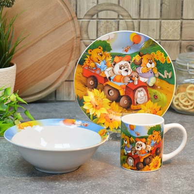 Набор детской посуды 3 предмета "Медвежата" TSET3TB