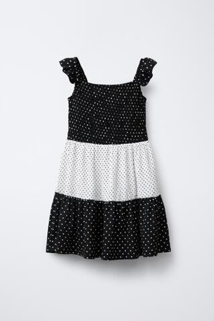 ZARA ПЛАТЬЕ В ГОРОШЕК, ЭКРЮ/ЧЕРНЫЙ