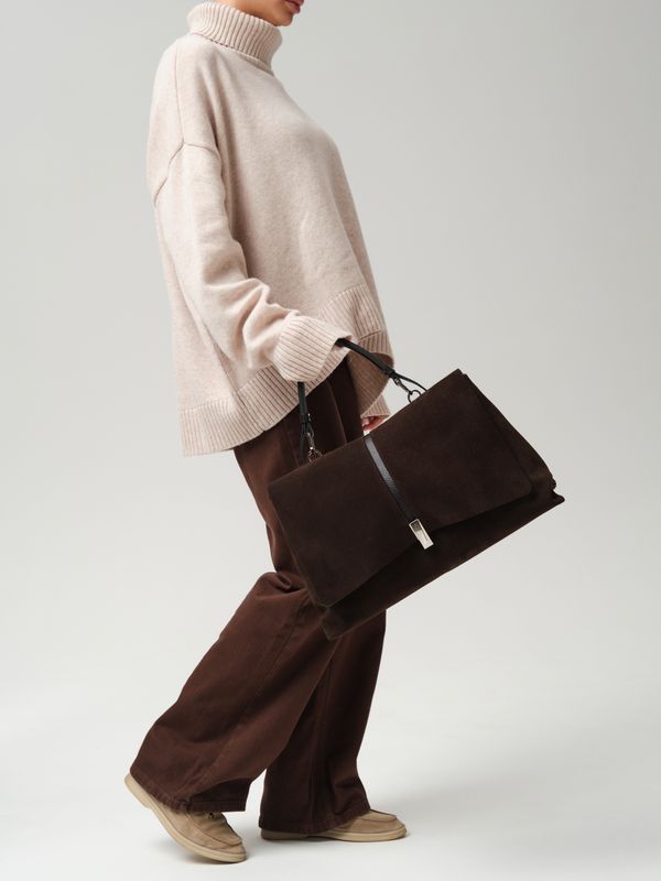 Замшевая сумка сэтчел Colette DBR 31349 черный каштан