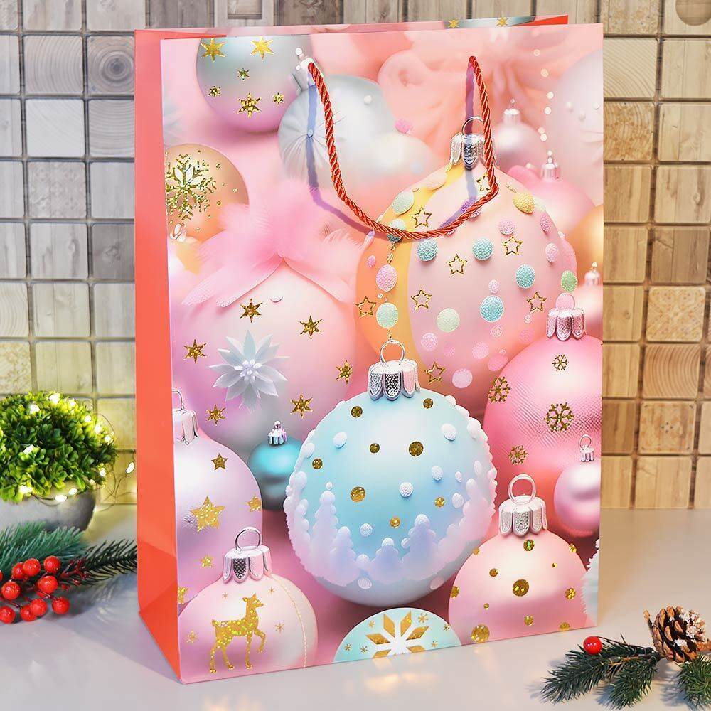 Пакет бумажный 30*41,5*12см с ручками "Новый год" (микс 427)