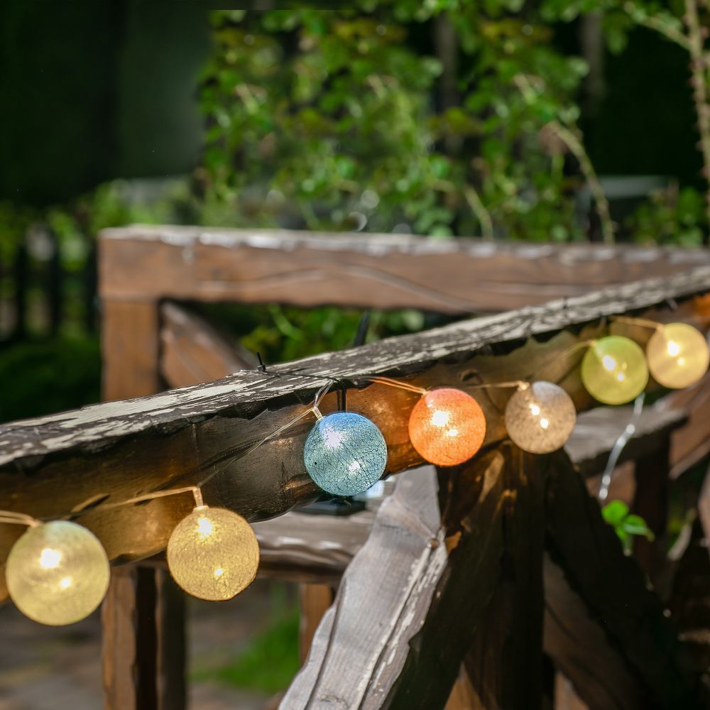 USL-S-139-PM2000 COTTON BALLS Садовая гирлянда на солнечной батарее Клубки. 10 светодиодов. Теплый белый свет. 1xАА Ni-Mh аккумулятор в-к. IP44. TM Uniel