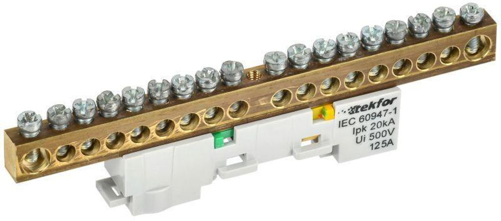 Шина PE &quot;земля&quot; неизол на универс. держ. 8х12-18-Ж TEKFOR IEK TF-NN20-18-DL-K05