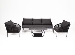 "Канны" лаунж-зона 5-местная плетеная из роупа (веревки), цвет темно-серый