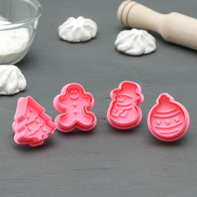 Набор плунжеров кондитерских  «Новый год», 4 шт