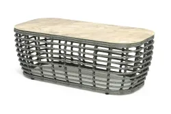 "Ницца" журнальный столик из искусственного ротанга, цвет серый