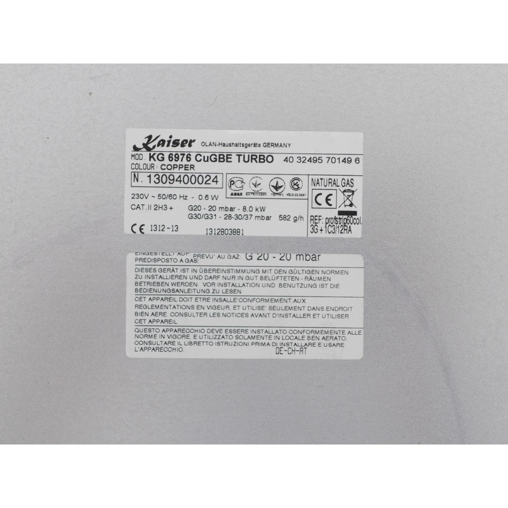 Газовая варочная поверхность Kaiser KG 6976 CuGBE Turbo