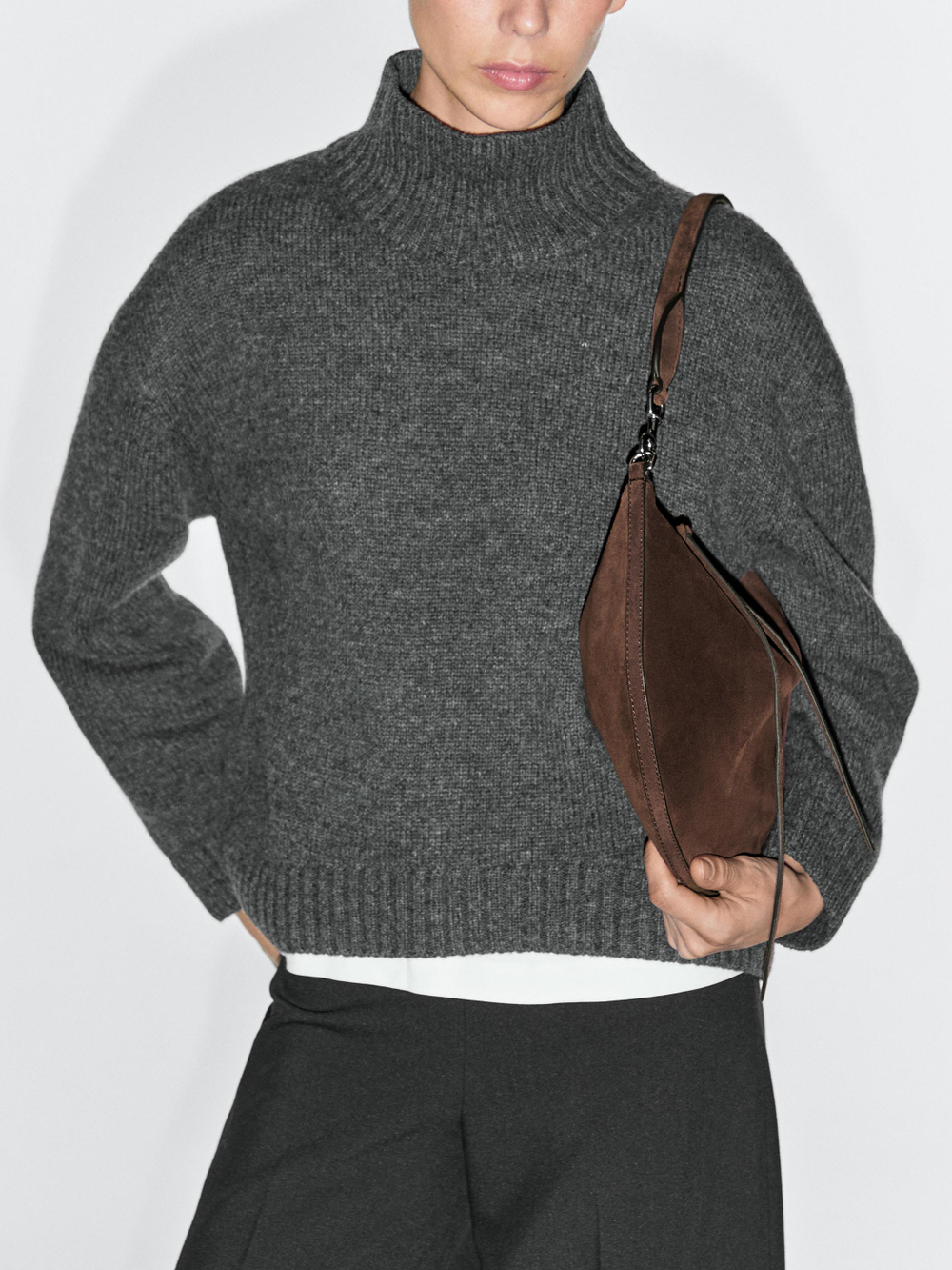 Massimo Dutti Сумка из кожи наппа, норка