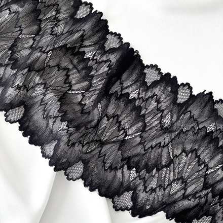 Кружево эластичное ЧЁРНЫЙ (ВОЛНА), 21см