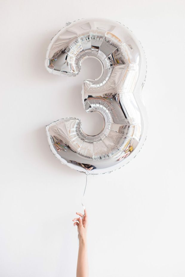 FM Шар 40" / 102 см "Цифра 3" Серебро (БГ-60)