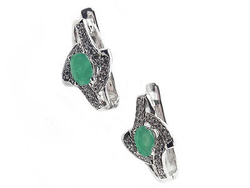 Серьги "Бантри" изумруд. циркон