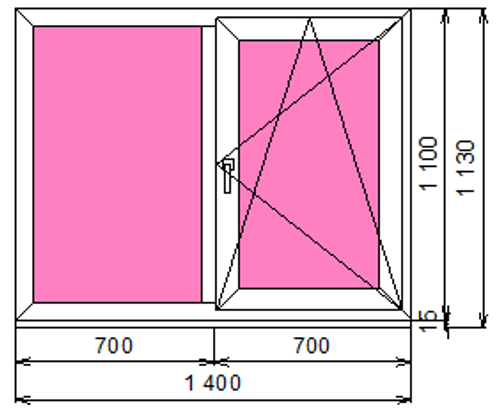 Пластиковое окно  1100 х 1400 ТермА Эко