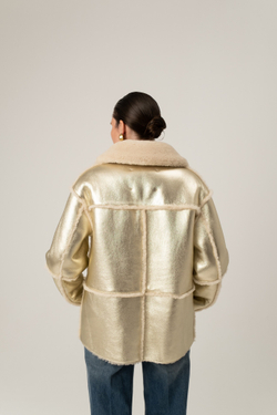 Двусторонняя золотая шуба-дублёнка