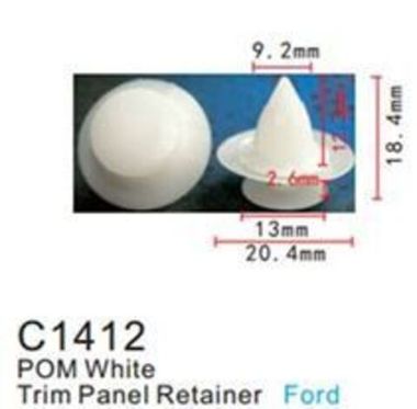 Клипса для крепления внутренней обшивки а/м Форд пластиковая (100шт/уп.) Forsage клипса C1412(Ford)