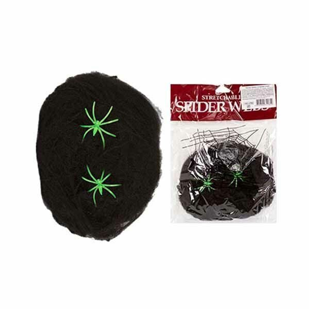 Паутина черная с 2 пауками 1х1м/G