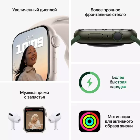 Apple Watch Series 7, 45 мм, корпус из алюминия синего цвета, спортивный ремешок «синий омут»