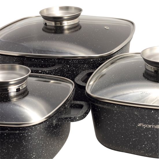 Набор посуды 6 предметов с прихватками Kamille KM 4435 из литого алюминия
