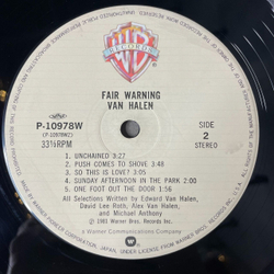 Винтажная виниловая пластинка LP Van Halen Fair Warning (Japan 1981)(No Obi)