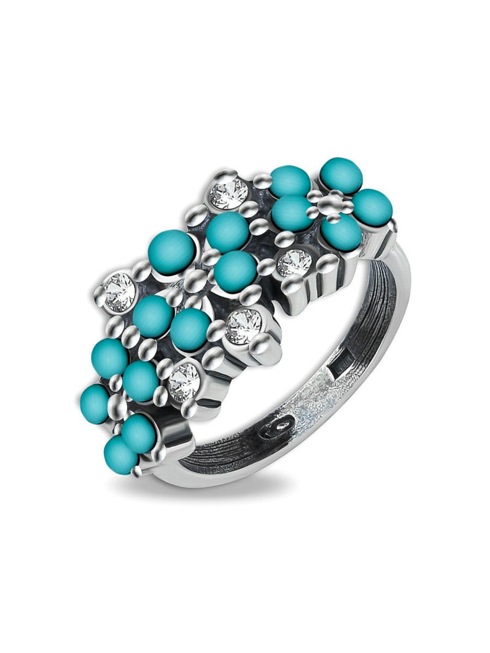 "Антина" кольцо в серебряном покрытии из коллекции "Бирюзовый сад" от Jenavi