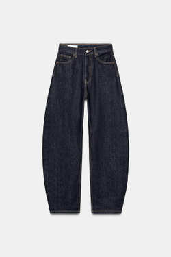 ZARA ДЖИНСЫ BARREL TRF С ВЫСОКОЙ ПОСАДКОЙ, ТЕМНЫЙ ИНДИГО