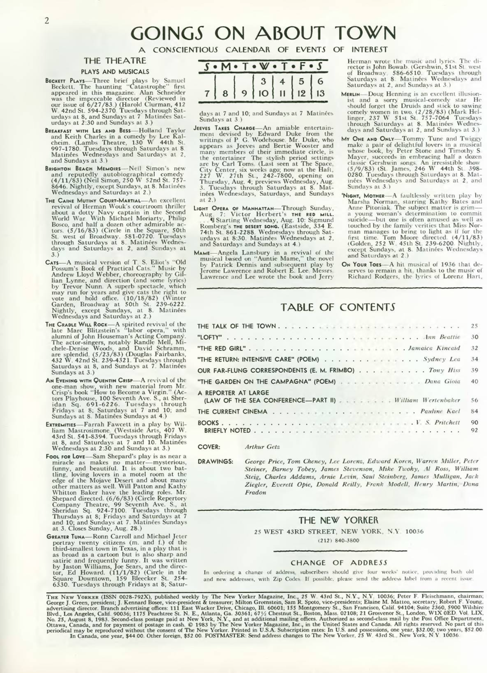 Журнал The New Yorker 08-08-1983