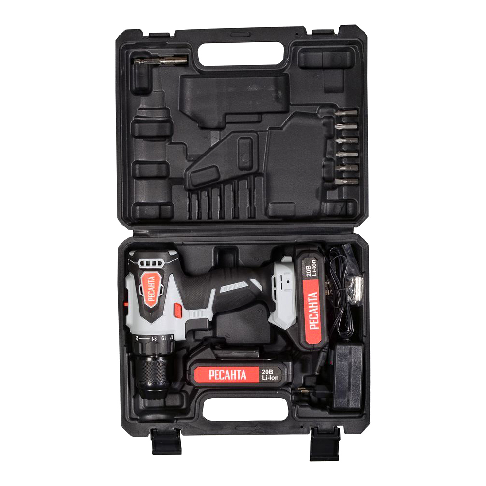 Дрель-шуруповерт аккумуляторная Ресанта ДА-20-2ЛК-Б