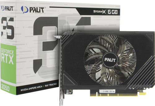 Видеокарта 6Gb <PCI-E> GDDR6 Palit <RTX3050 StormX 6Gb> (RTL) DVI+HDMI+DP <GeForce RTX3050>
