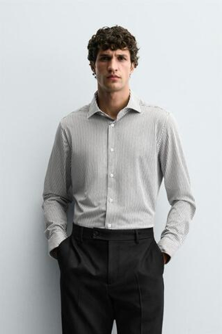 ZARA РУБАШКА REGULAR-FIT, ТЕМНО-СИНИЙ/БЕЛЫЙ