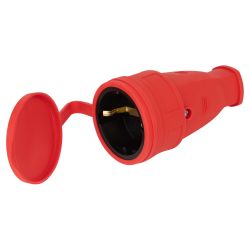 Розетка ЭРА RX10-R-IP44 каучуковая c заземлением 16А IP44 прямая красная | Штепсельные вилки и розетки