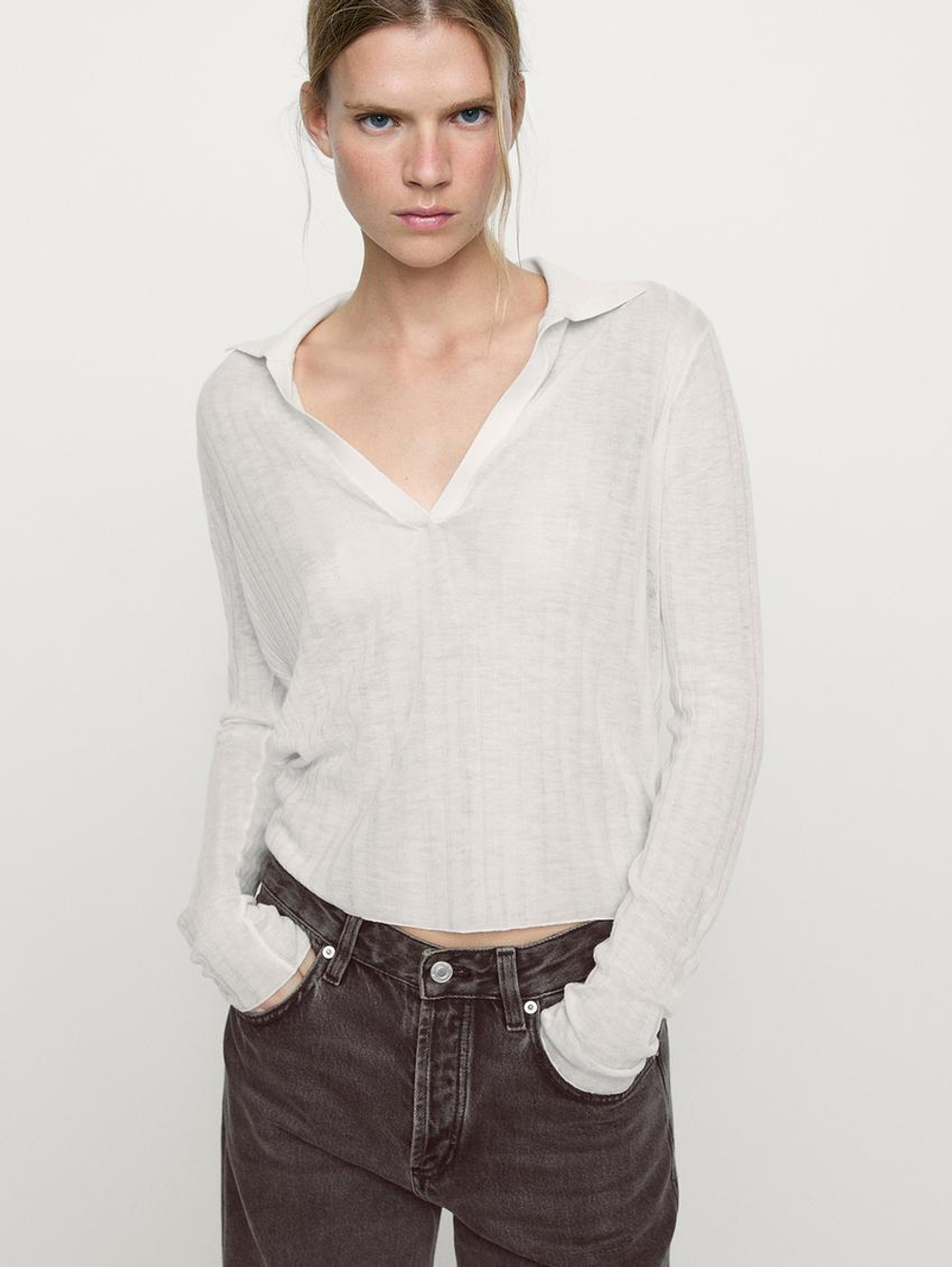 Massimo Dutti Широкие джинсы со средней посадкой, серый натуральный