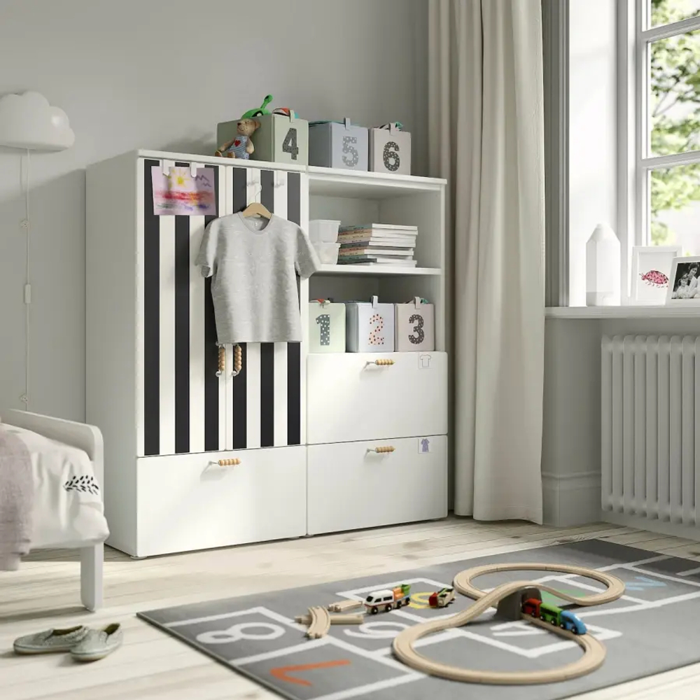 Книжный шкаф - IKEA SMÅSTAD / PLATSA /SMАSTAD / СМОСТАД/ ПЛАТСА ИКЕА, 123х120 см, белый/черный
