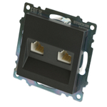 Розетка компьютерная 2-местная RJ-45 (механизм) STEKKER GLS00-7109-06 , серия Катрин, графит 50008