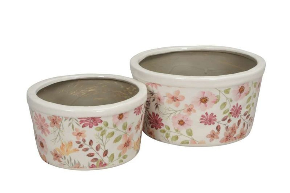 Набор из 2-х кашпо "Маргаритки" 16x9см / 19,5x10,5см