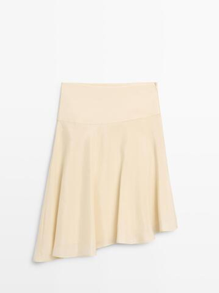 Massimo Dutti Струящаяся асимметричная юбка миди, золотой