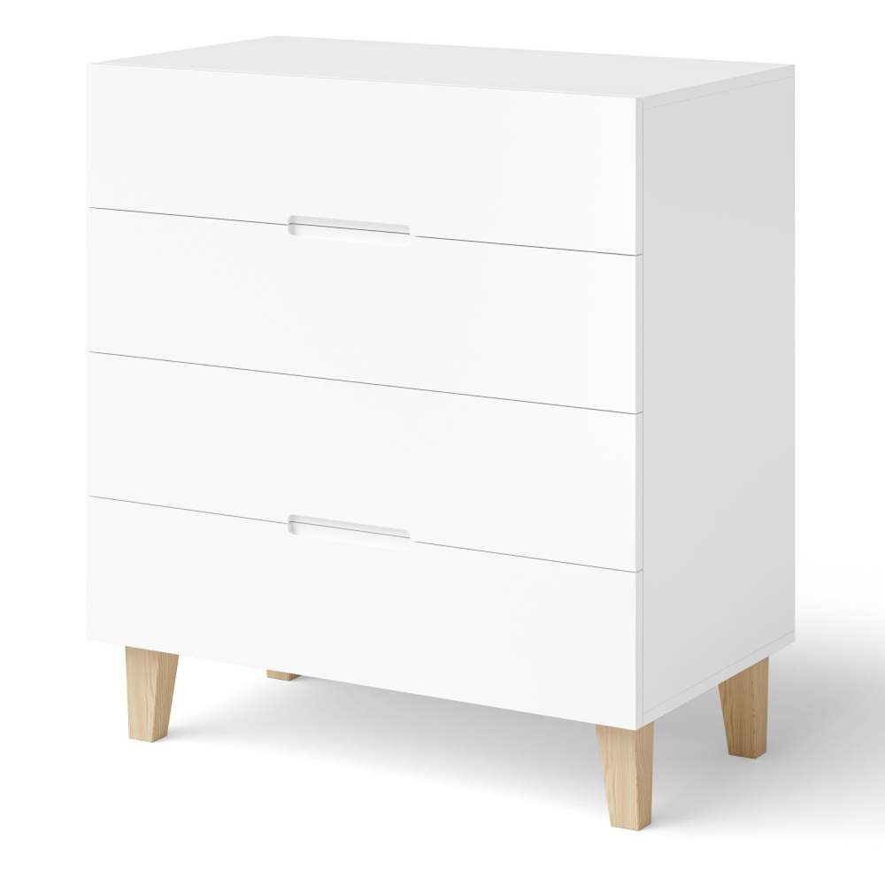 Комод, 80х45х90, Чек, с ящиками, для одежды и игрушек, в прихожую и детскую, белый, Dipriz