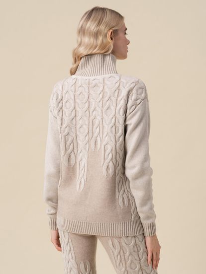 Женский свитер бежевого цвета из 100% кашемира - фото 3
