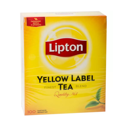 Чай черный в пакетиках Lipton Yellow Label, 100 пак