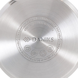 Кастрюля нерж, 4.1 л, с крыш, Daniks, Турин, QS-1-22/GS-01413-22CA, индукц