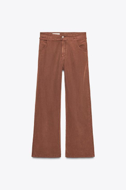 ZARA СТРУЯЩИЕСЯ БРЮКИ С РЕМНЕМ, ТЕРРАКОТОВЫЙ