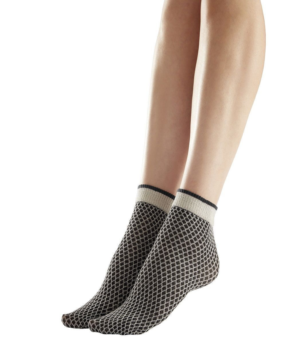 Стильные носочки с люрексом (Размер: S-M-L) (Цвет: черный с серебристым)