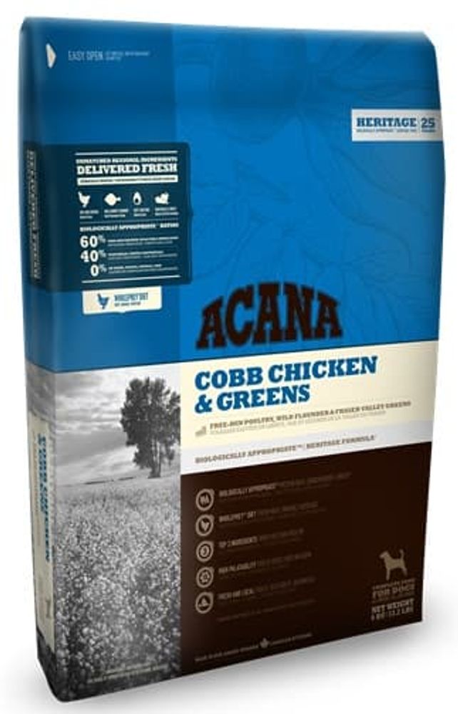 *АКАНА ЦЫПЛЕНОК с  ЗЕЛЕНЬЮ /корм для собак всех пород и возрастов / HERITAGE (60/40) 0,34 кг