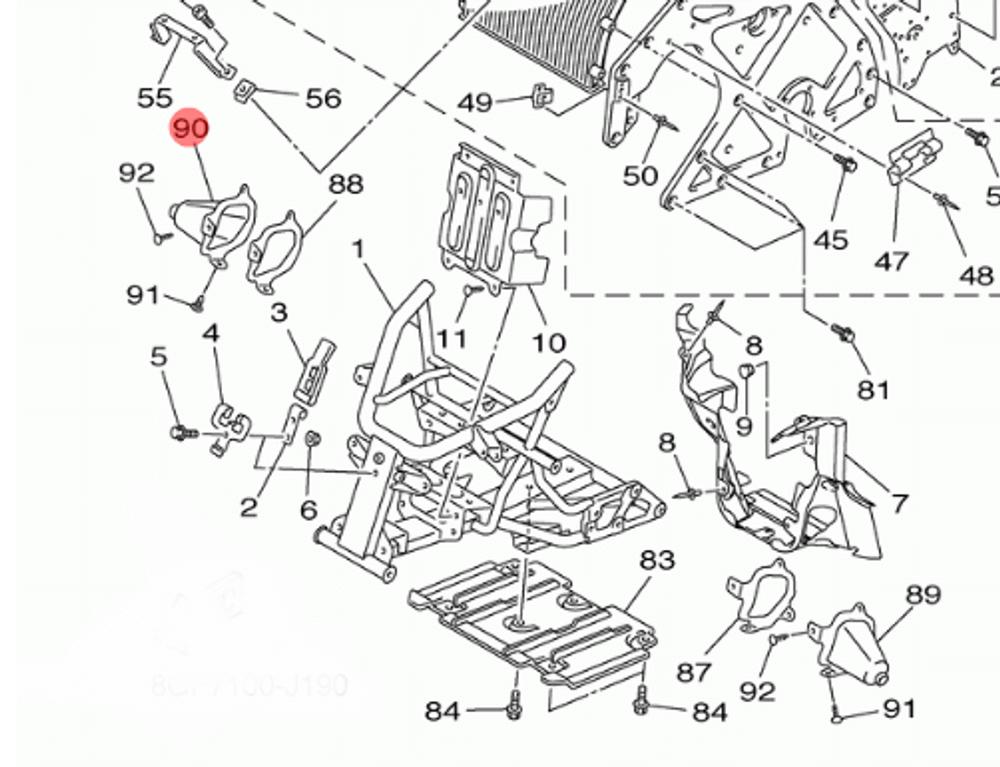 Крышка пластиковая для снегоходов Yamaha 8GC2198J0000