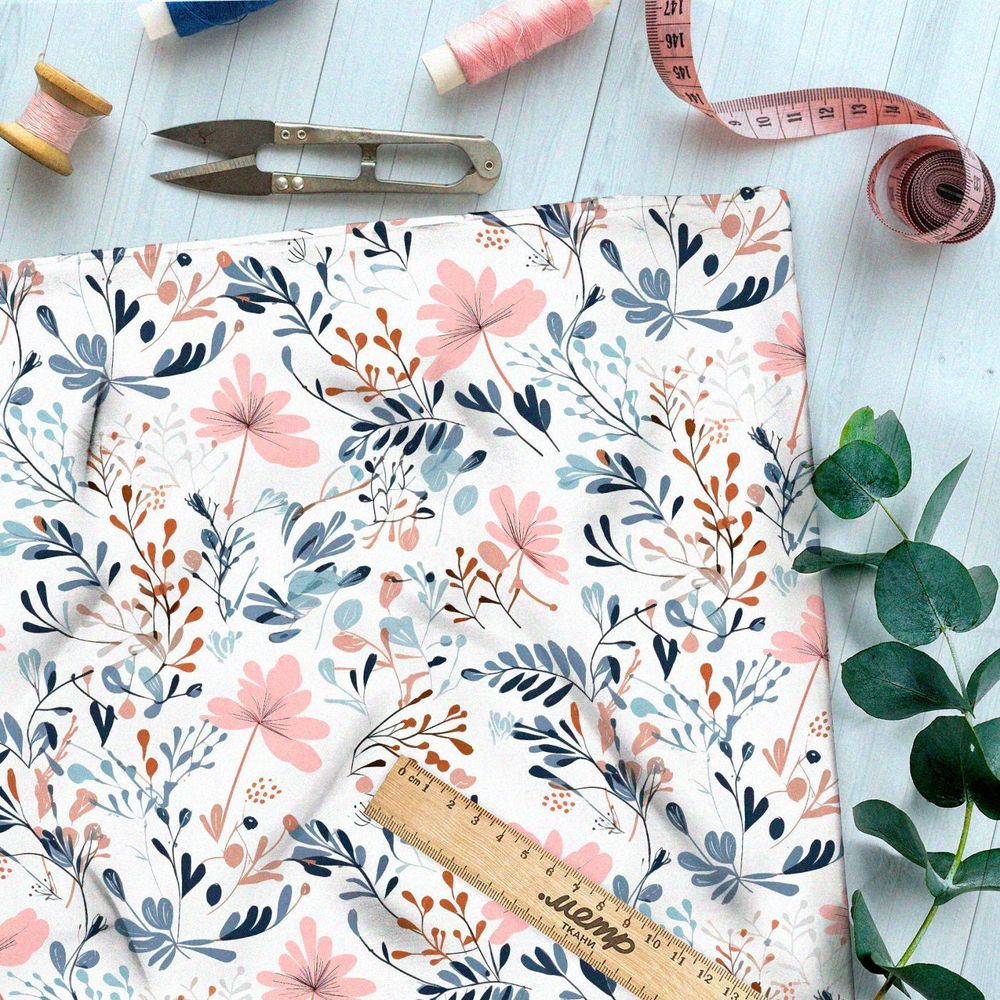 Ткань премиум дюспо цветочные этюды